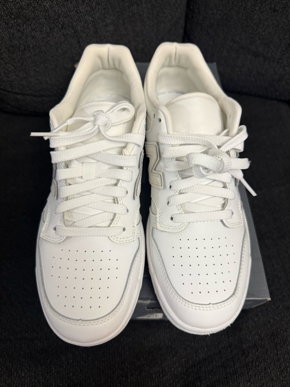 New Balance White Low-Top Leather Sneakers